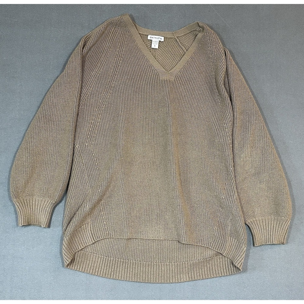 Athleta Sweater Hanover Refined V Neck Merino Wool Blend Oversized Size XL